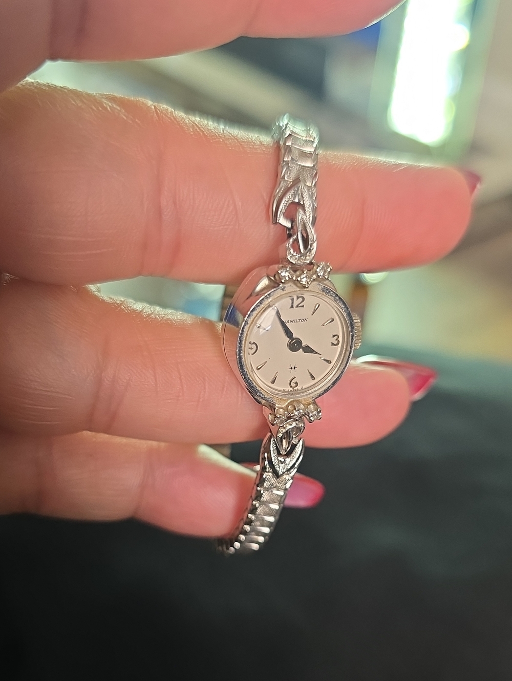 Hamilton Ladies 14kt GOLD Silver-Tone Bracelet Watch with Cream Dial (WORKS )
